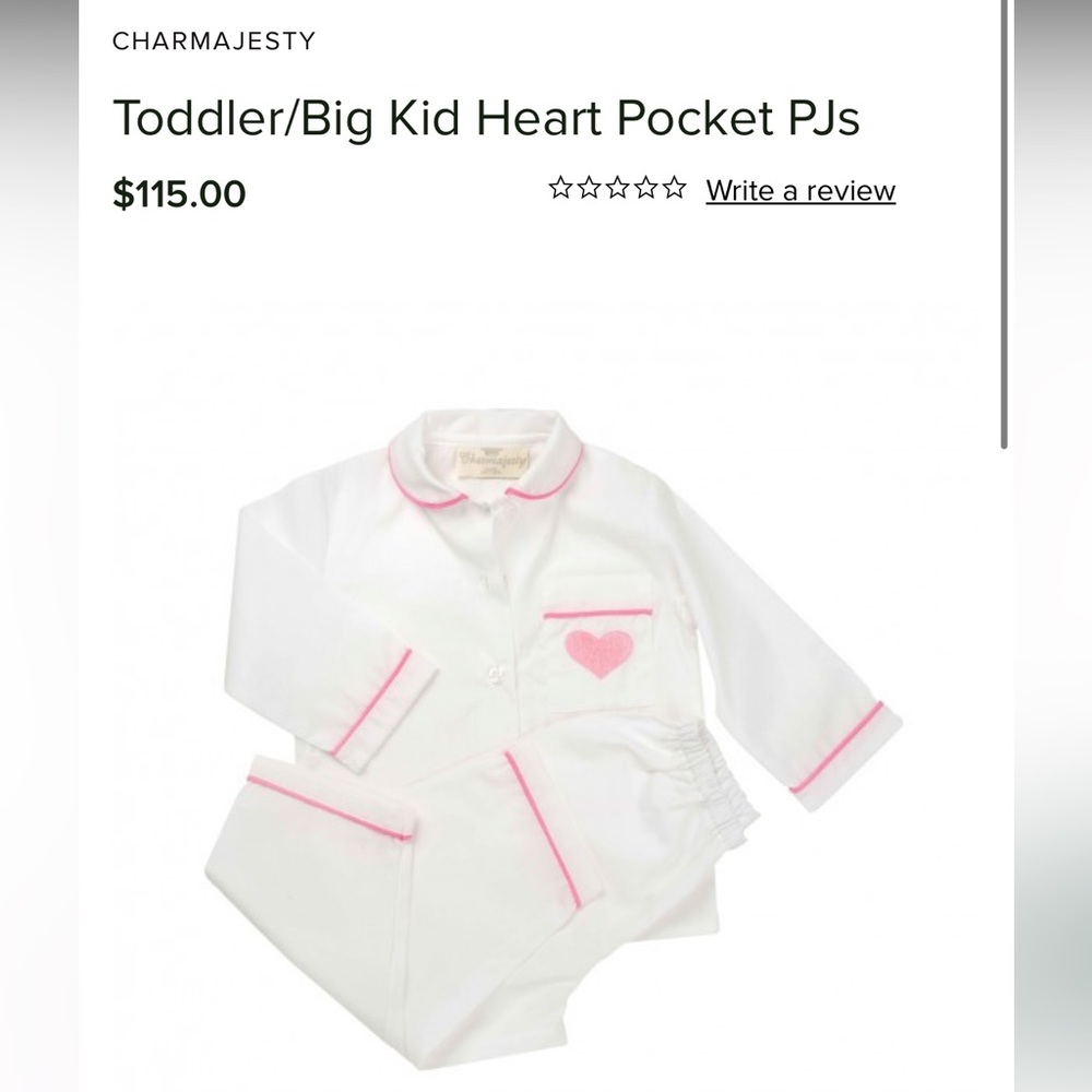 💖NWOT Charmajesty cotton pajamas with pink piping and heart pocket detail💖